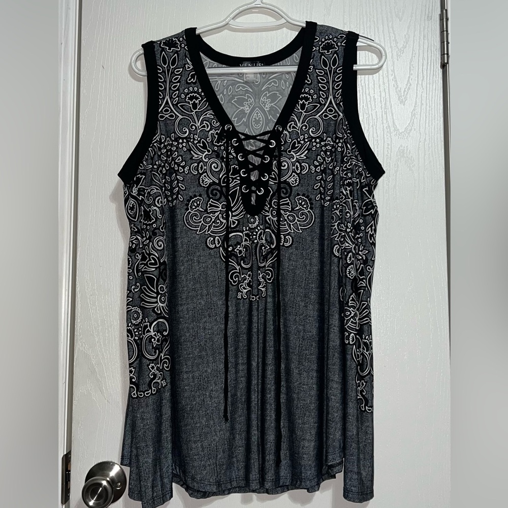 Women’s Venus lace up front long sleeve cold shoulder blouse